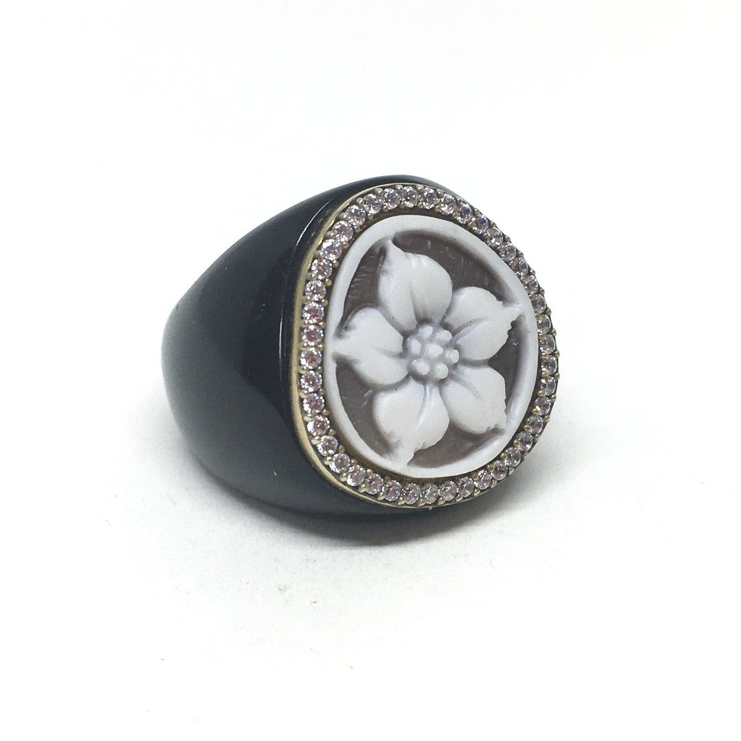 Anello-Cammeo-Incisione-Fiore