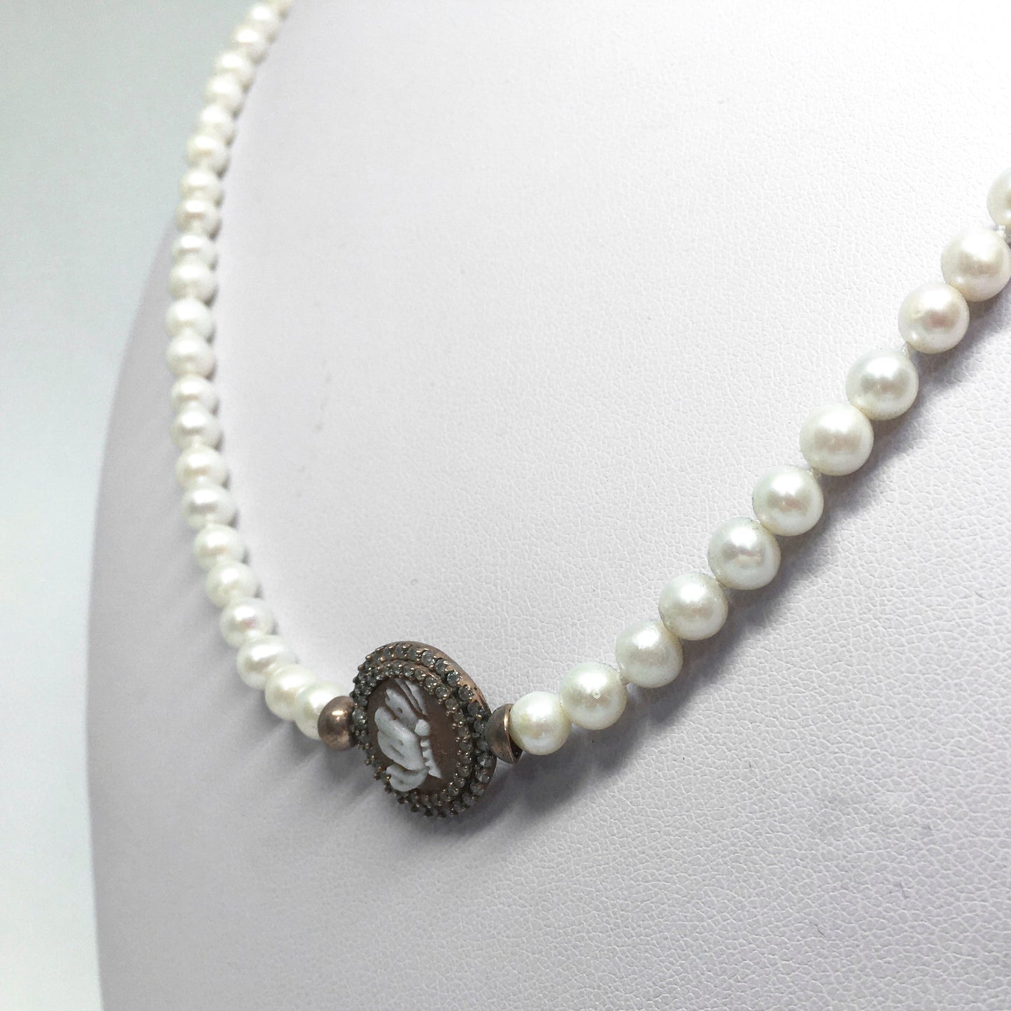 Italian Cameo Necklace Cameo with Pearls