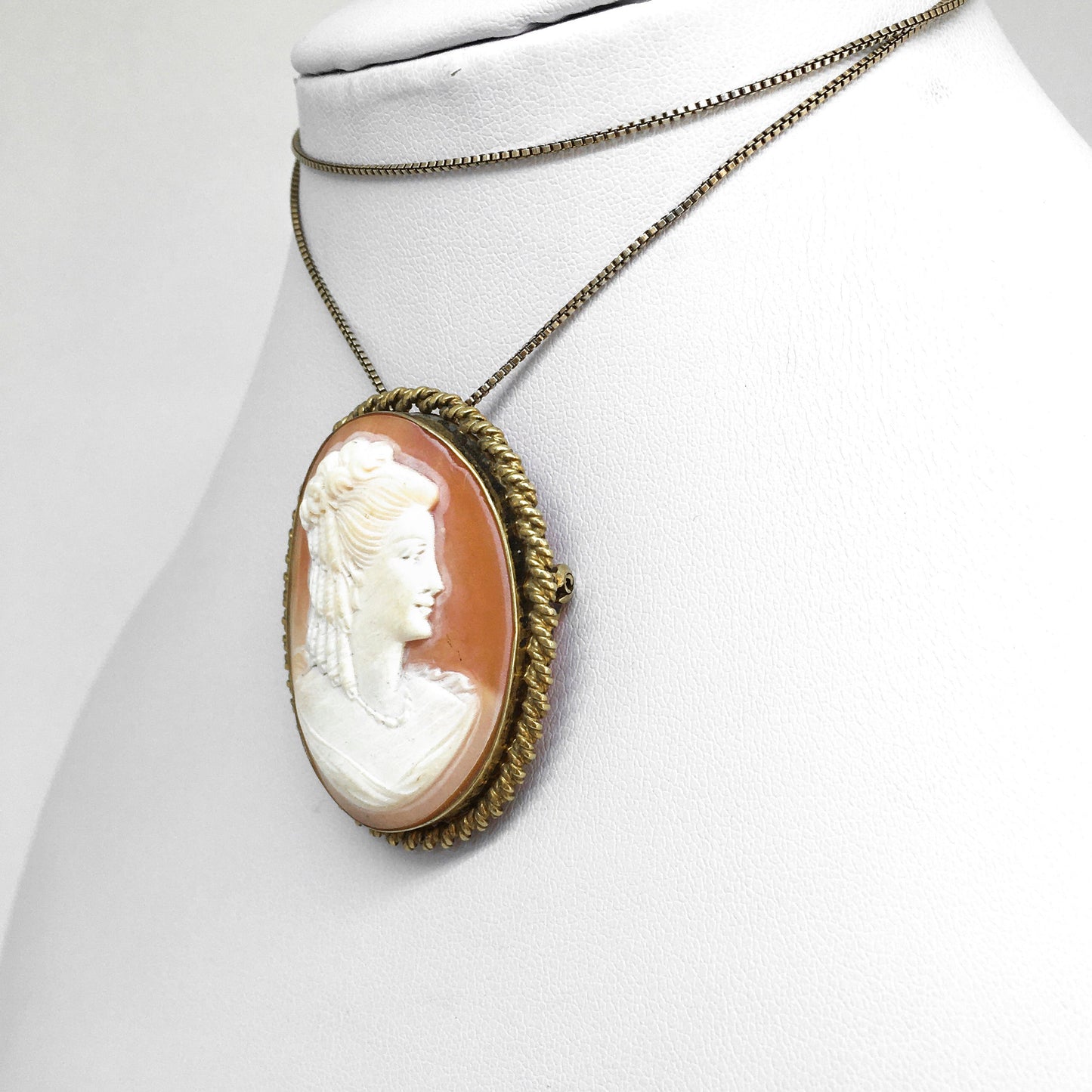 Pendente Spilla Cammeo Antico Profilo Donna