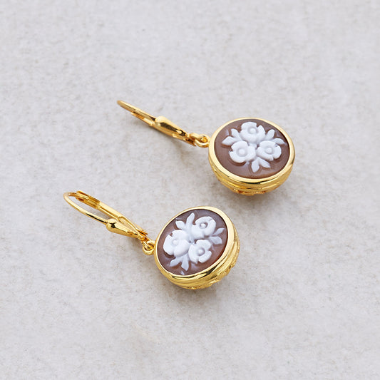 Italian Cameo Earrings Cinderella Cameo Tris Flowers