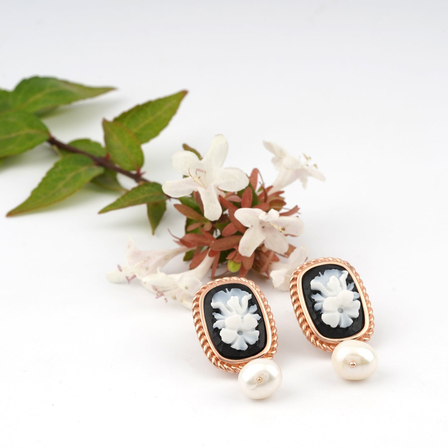 Raffaello Cameo Bouquet Italian Cameo Earrings