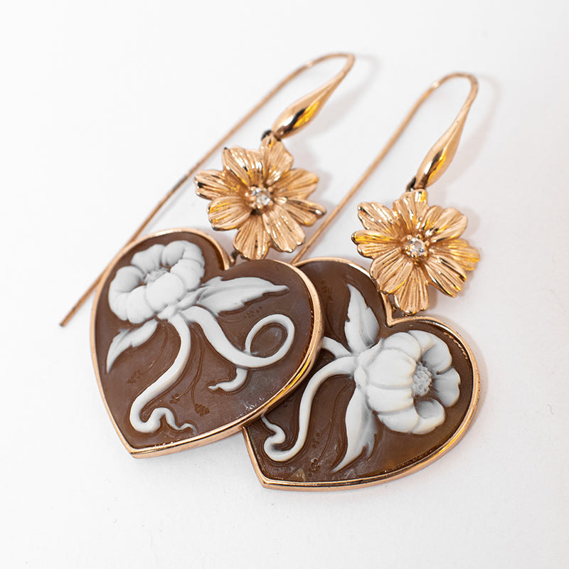 Italian Cameo Earrings Cameo Engraving Flowers
