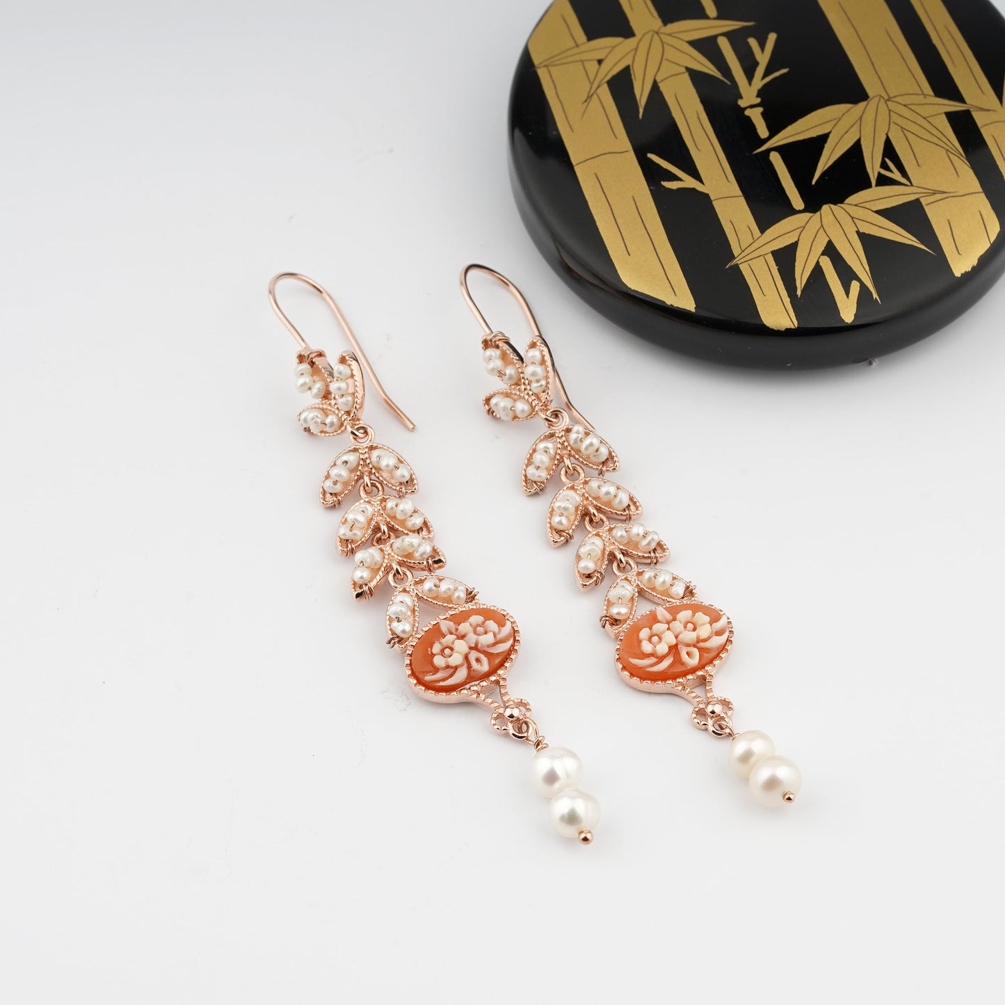 Orecchini Anastasia Cammeo Fiori Rame Cassis Rufa 3