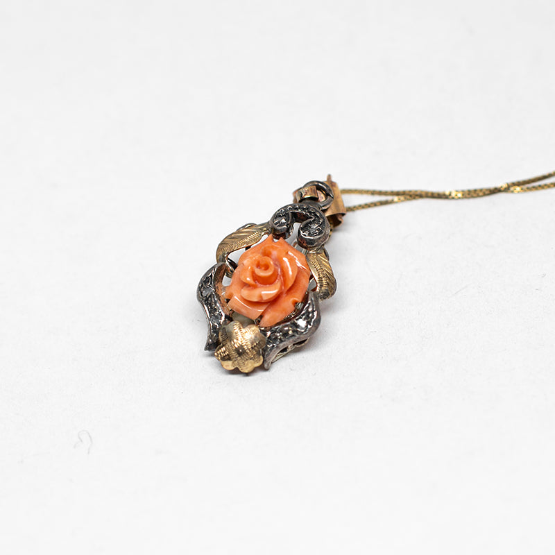 Pink Coral Pendant in Relief