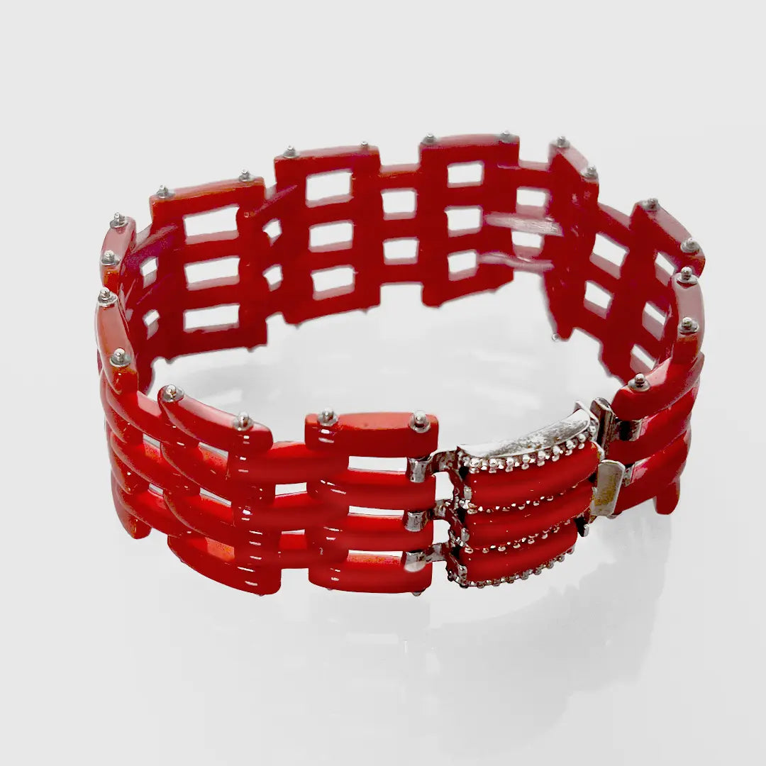Coral and Zircon Bracelet