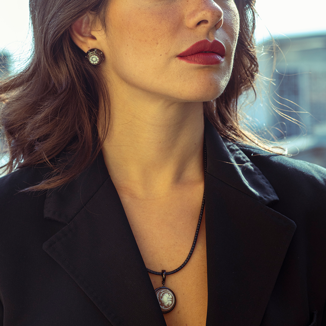 Italian Cameo Pendant Flower Cameo