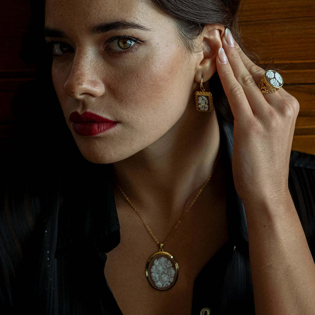 Orecchini Cameo Italiano Cammeo Fiori