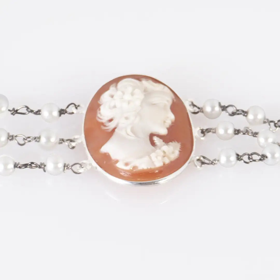 Bracciale Perle e Cammeo Profilo Donna