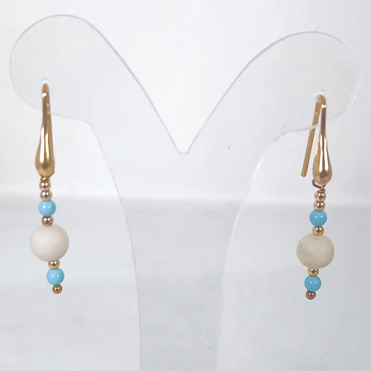 Fantasy Earrings in Silver with Turquoise and Pearls