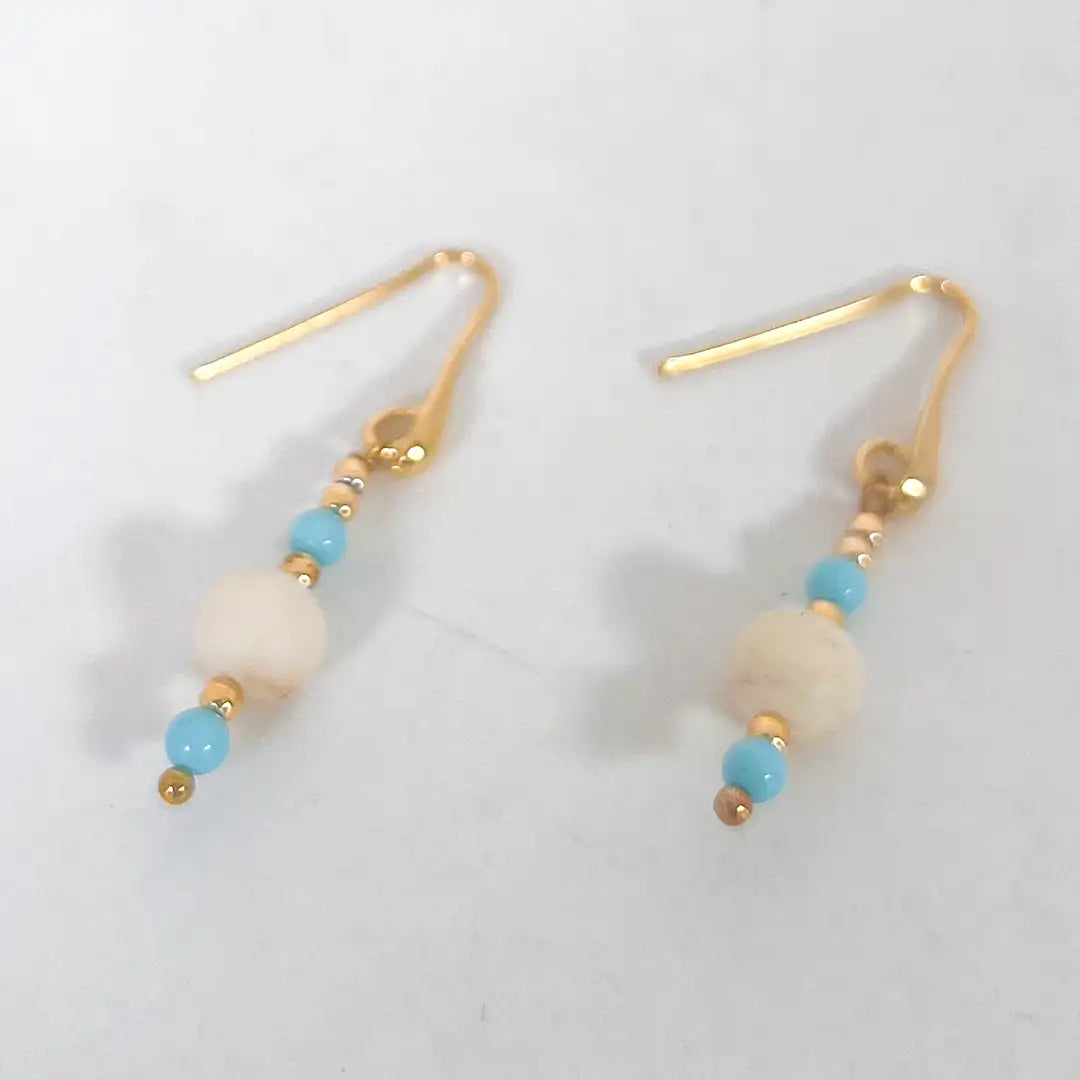 Fantasy Earrings in Silver with Turquoise and Pearls
