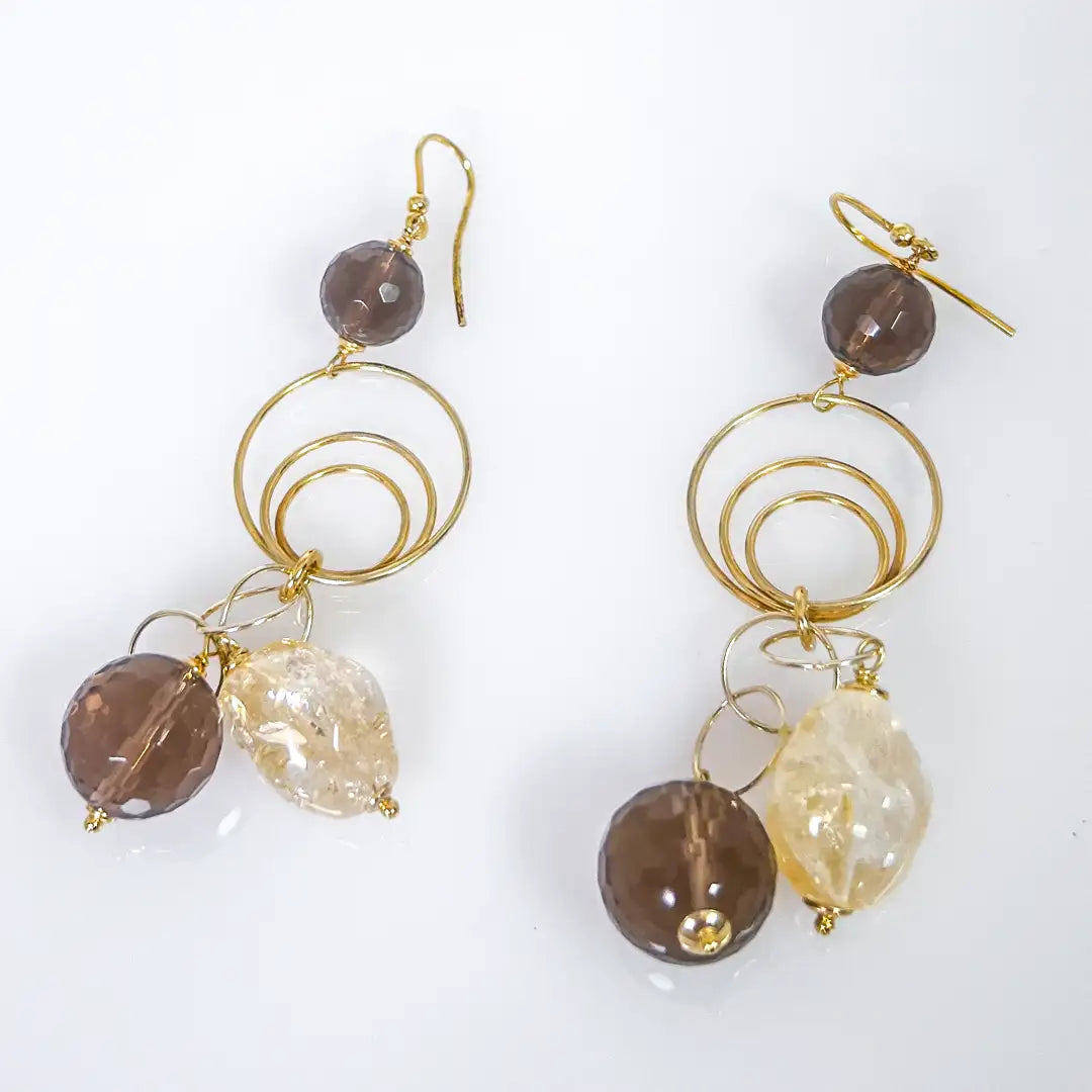 Fantasy Earrings in Silver and Precious Stones