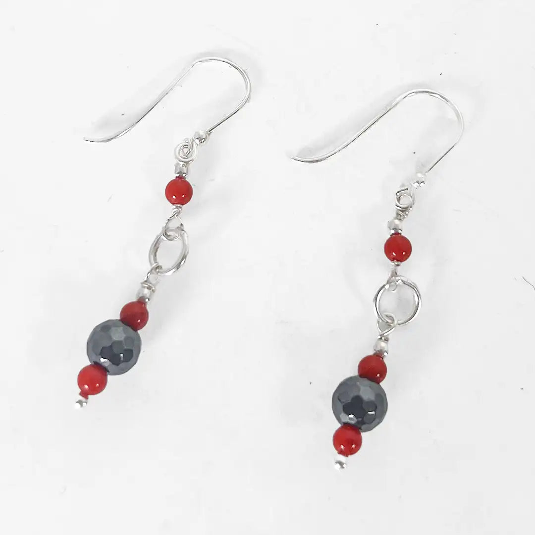Silver Earrings with Precious Stones
