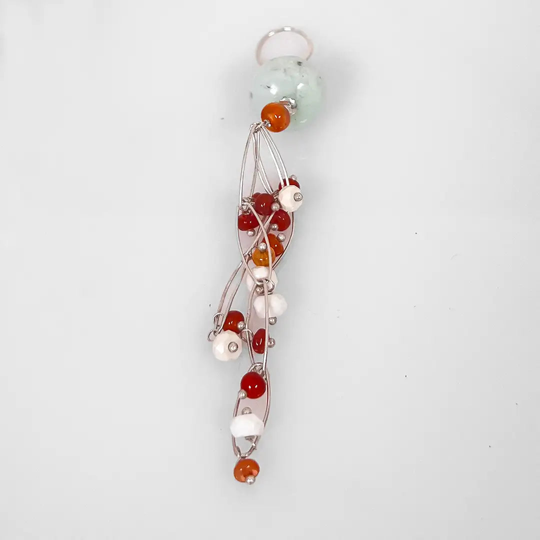 Pendant with Coral, Pearls and Green Agate