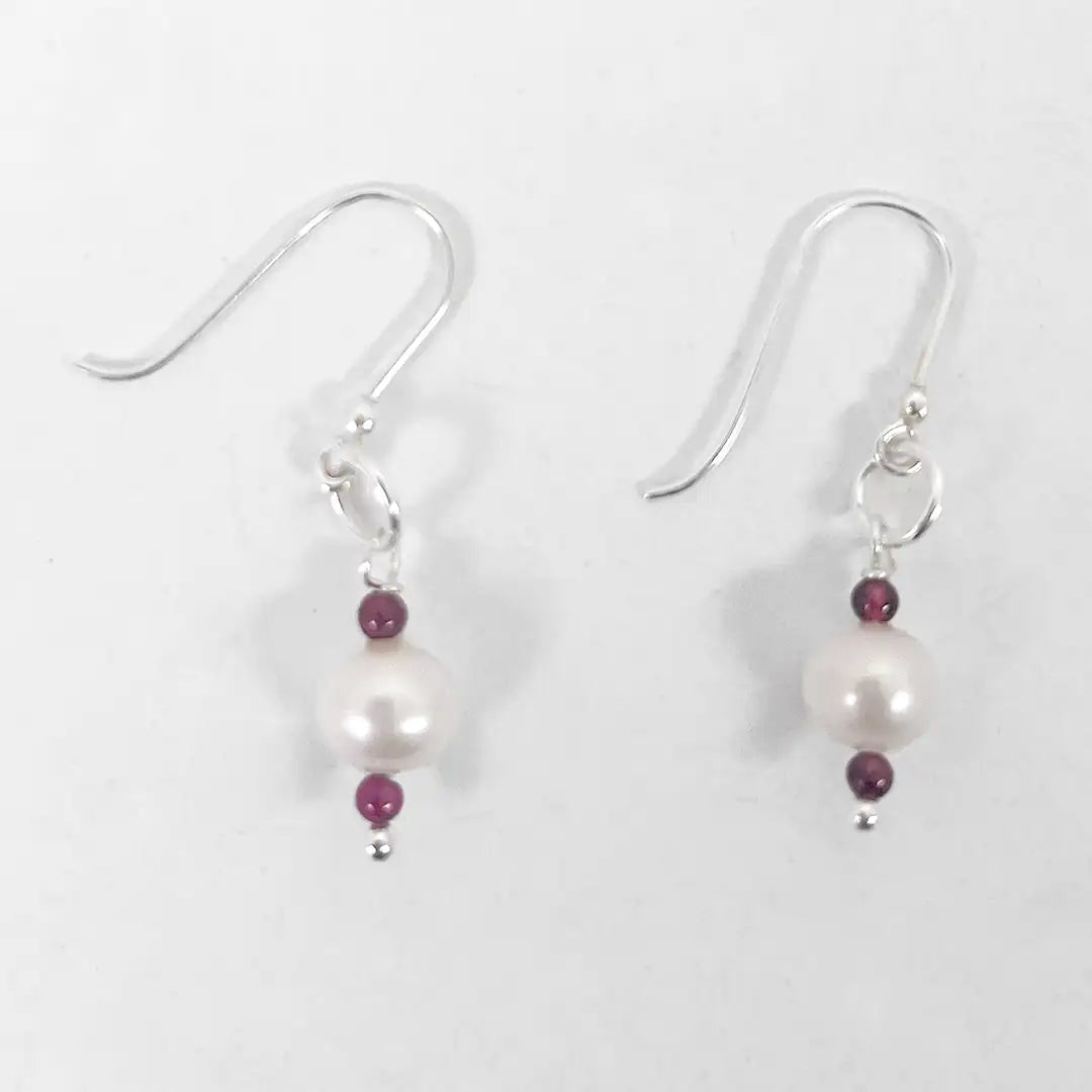 Fantasy Silver Earrings with Pearls and Precious Stones