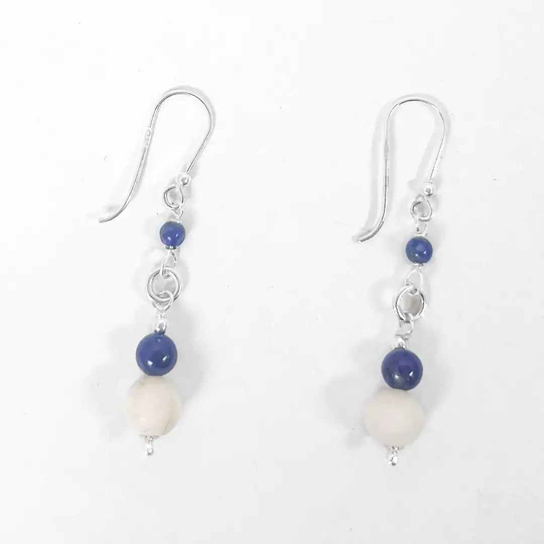 Silver Earrings with Precious Stones