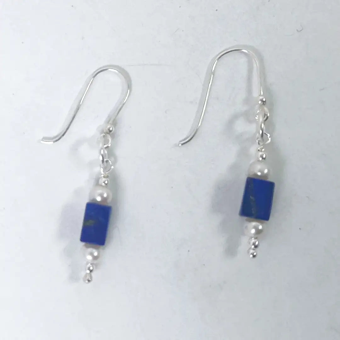 Orecchini Fantasia in Argento con Perle e Agata blu