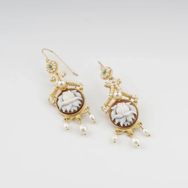 Anastasia Italian Cameo Earrings Pink Cameo