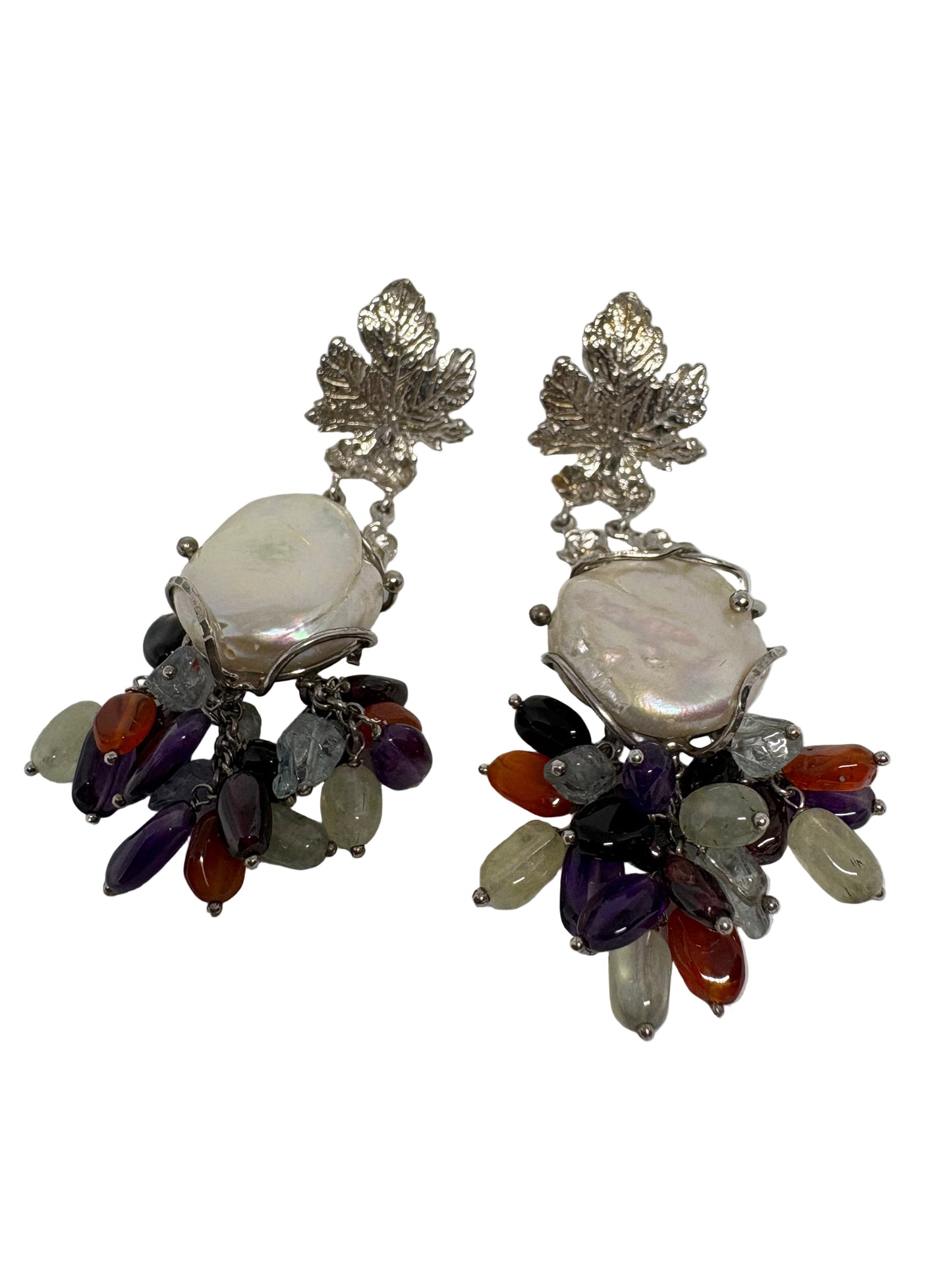 Orecchini con Perle e Pietre Colorate