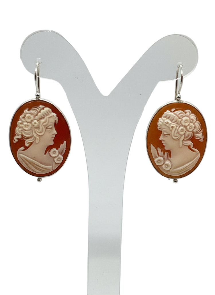 Orecchini in Cammeo incisione "Profilo di Donna"