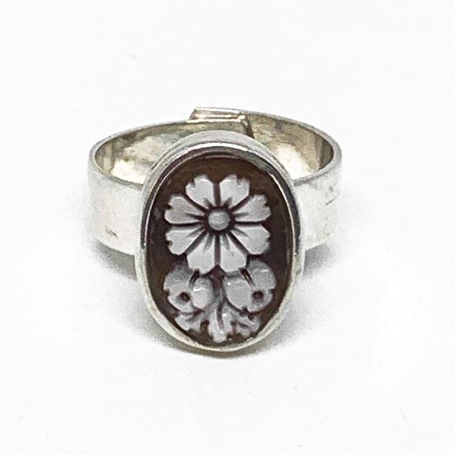 Anello-Cammeo-Incisione-Fiore