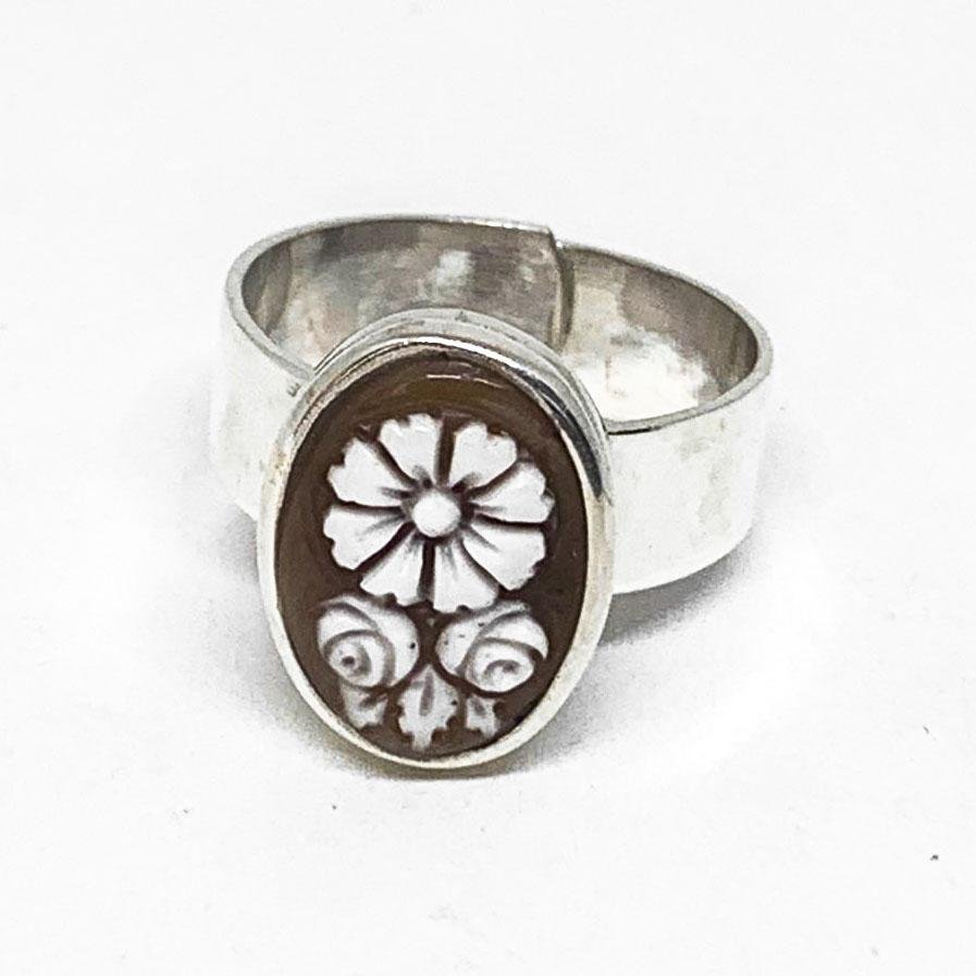 Anello-Cammeo-Incisione-Fiore