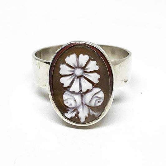 Anello-Cammeo-Incisione-Fiore