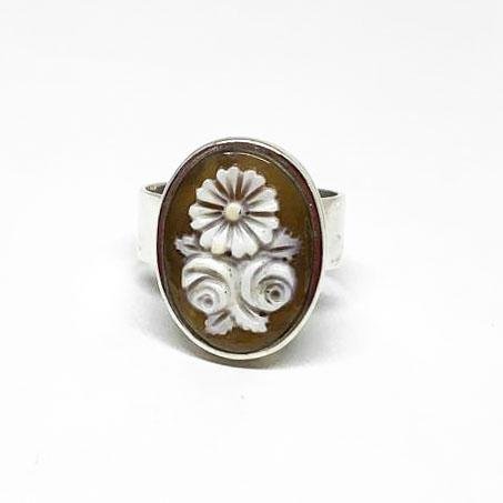 Anello-Cammeo-Incisione-Fiore