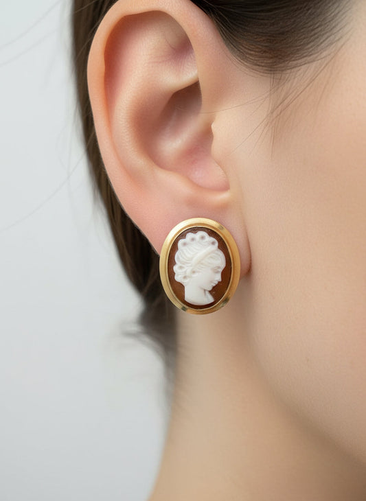 Orecchini in Cammeo Incisione "Profilo di Donna"