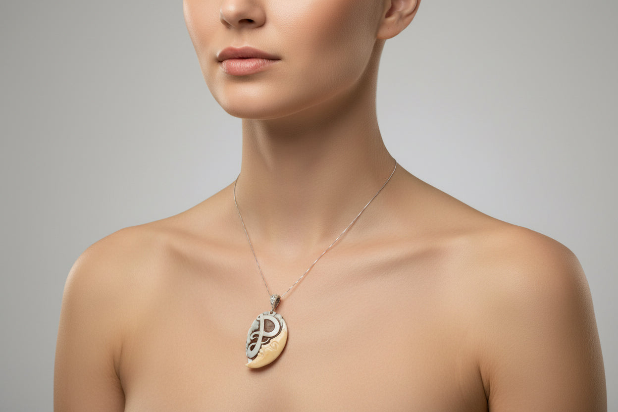 Pendente in Cammeo incisione "Lettera P"