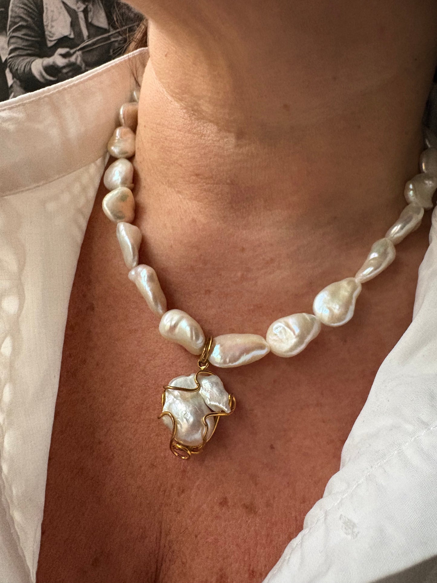 Collana di Perle Australiane e Perla Barocca