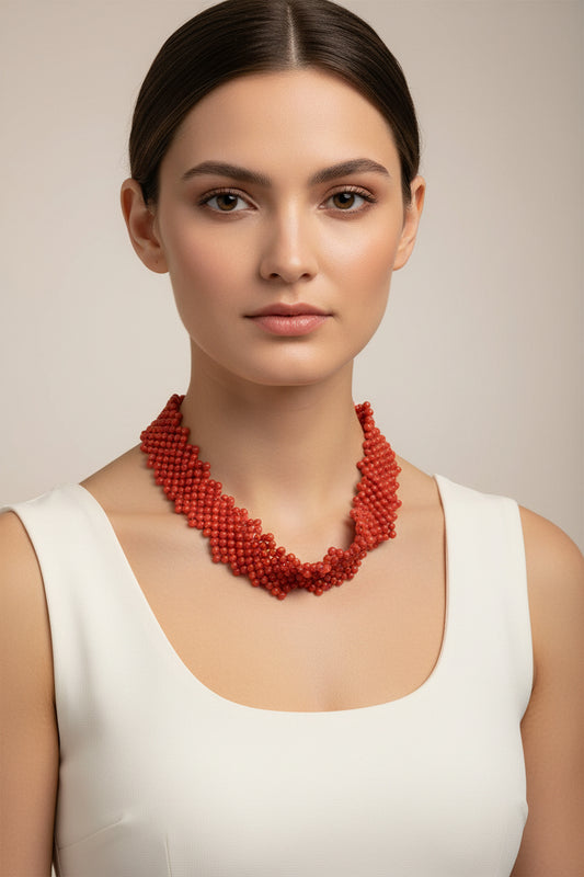 Collana in Corallo Tessito