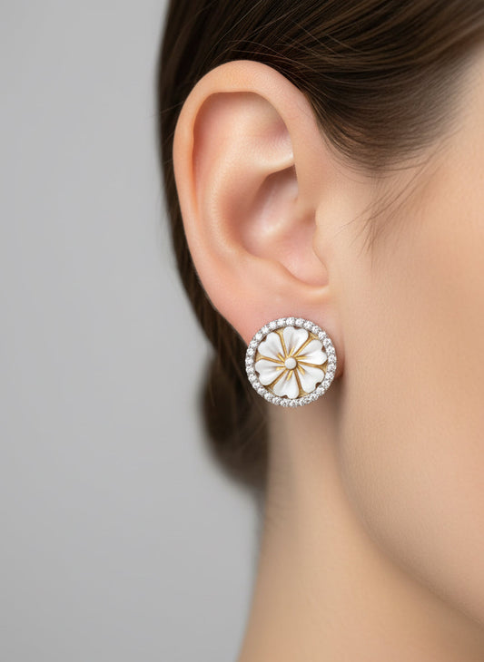 Orecchini in Cammeo incisione "Fiore"