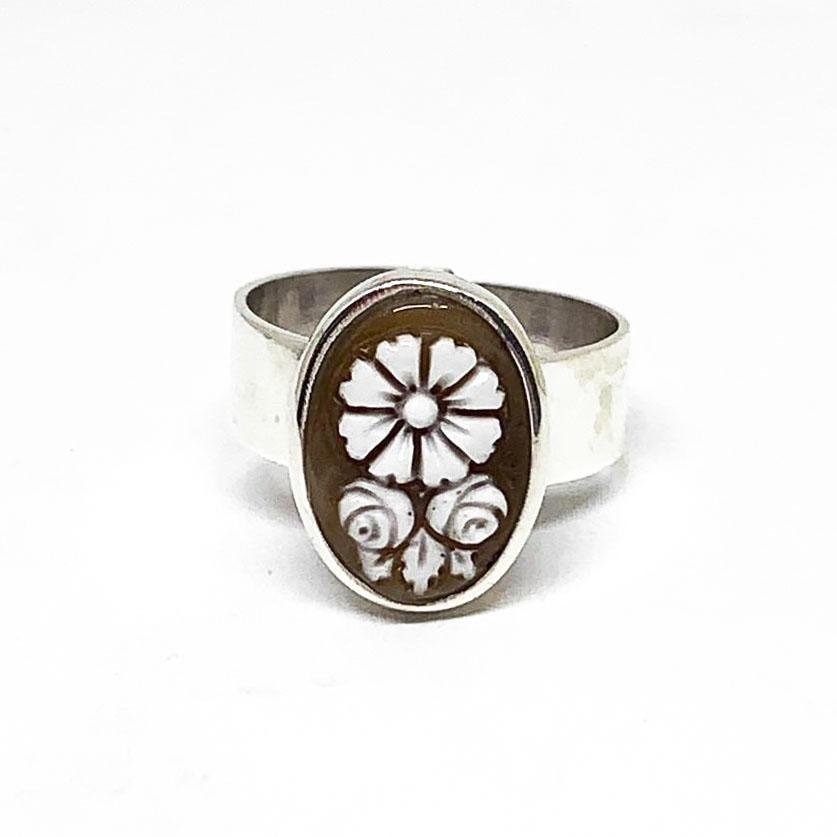 Anello-Cammeo-Incisione-Fiore