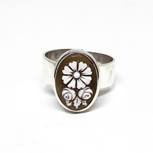 Anello-Cammeo-Incisione-Fiore