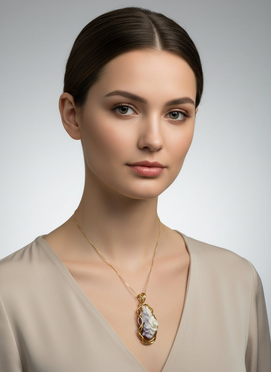 Pendente in Cammeo "Fiori"