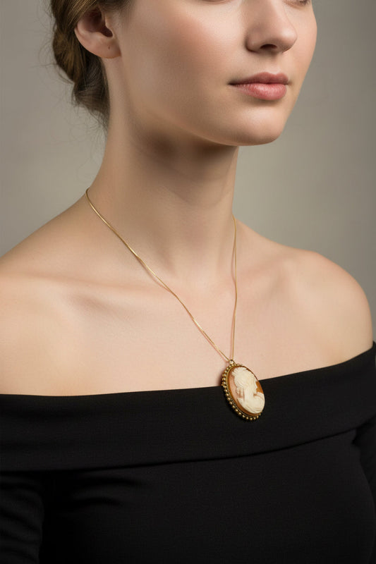 Spilla Pendente in Cammeo incisione "Profilo di Donna"