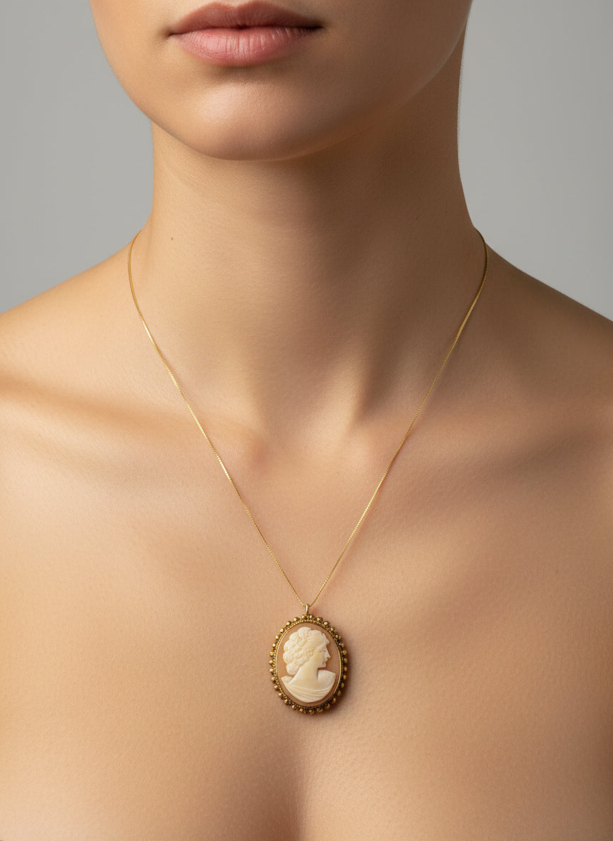Spilla Pendente in Cammeo incisione "Profilo di Donna"