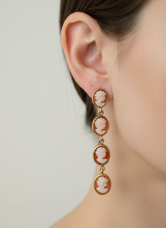 Orecchini in Cammeo incisione "Profilo di Donna"