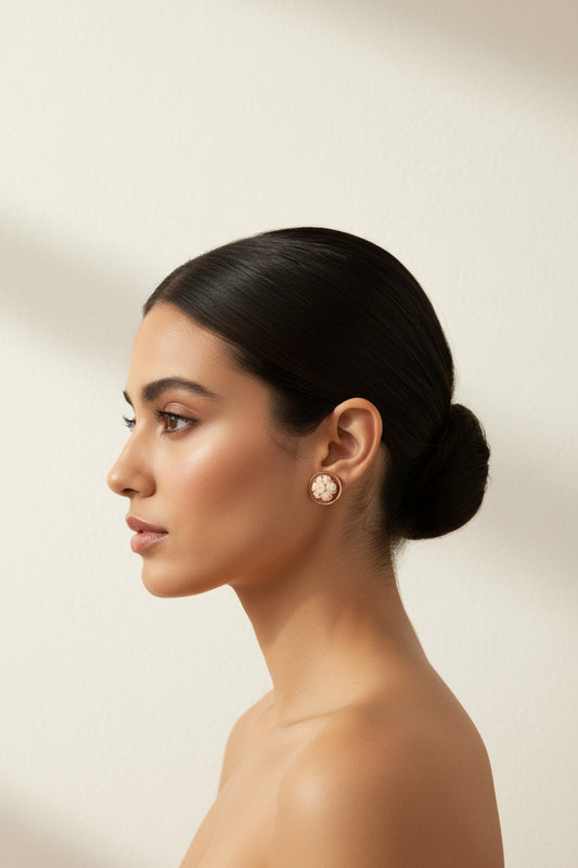 Orecchini in Cammeo Artistico incisione "Fiori"