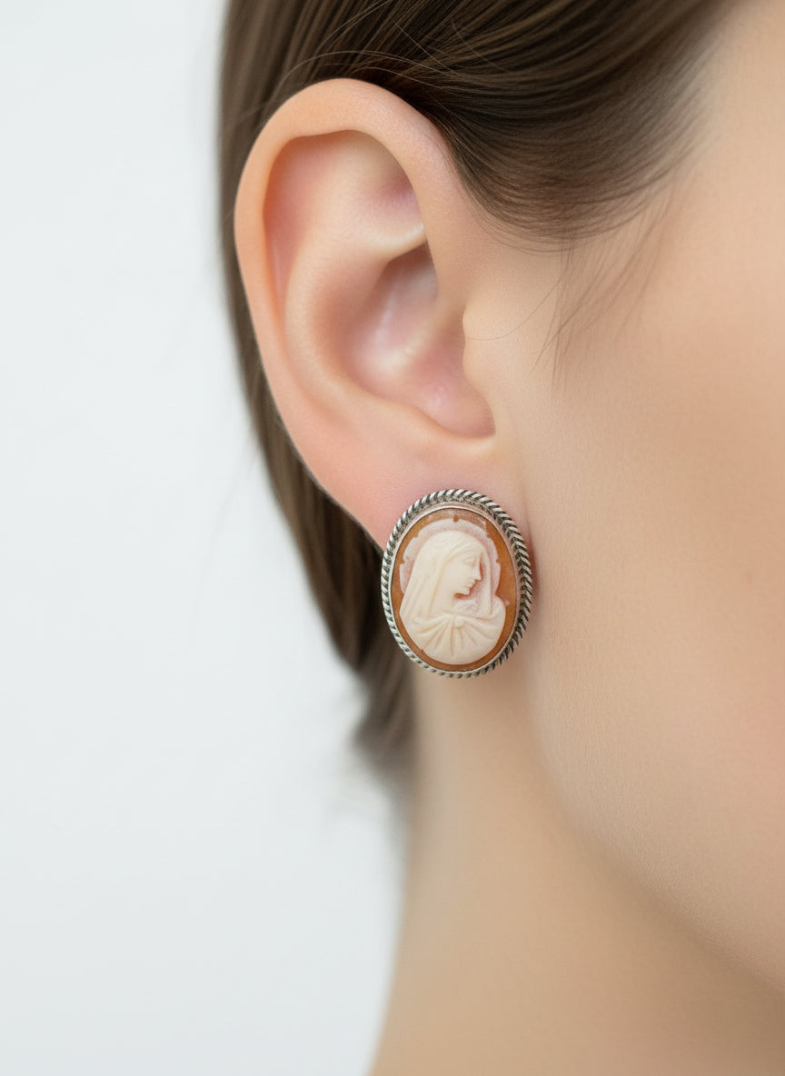 Orecchini Cammeo incisione "Madonnna"