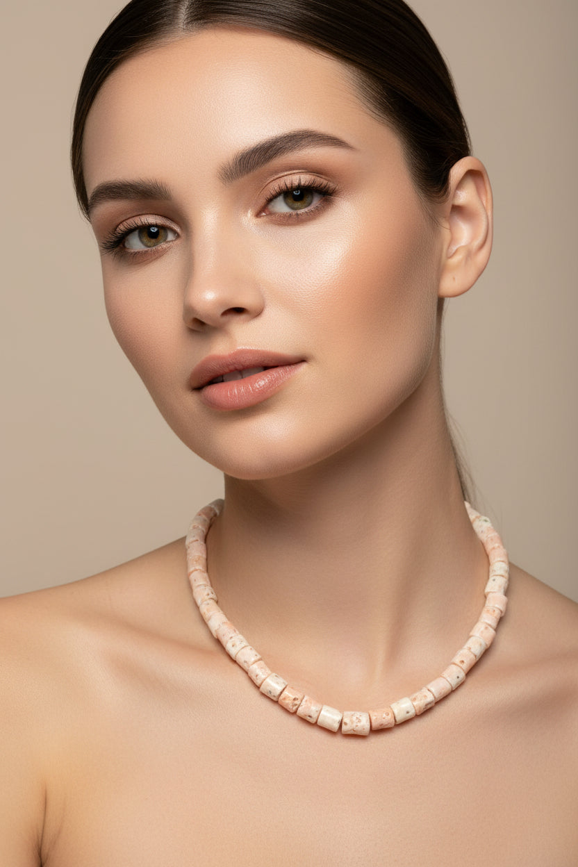 Collana in Corallo Rosa "Tubetti"