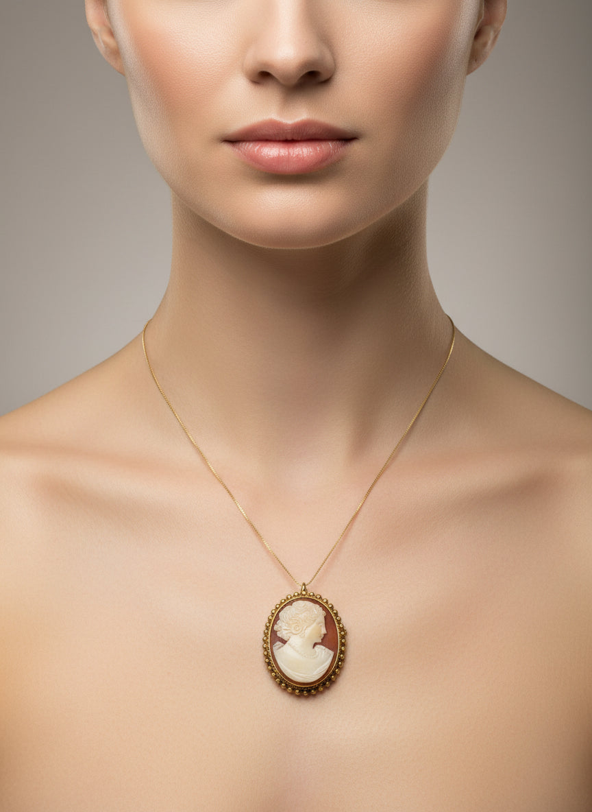 Spilla Pendente in Cammeo incisione "Profilo di Donna"