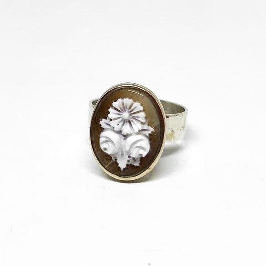 Anello-Cammeo-Incisione-Fiore