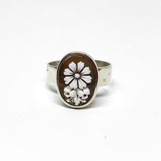 Anello-Cammeo-Incisione-Fiore