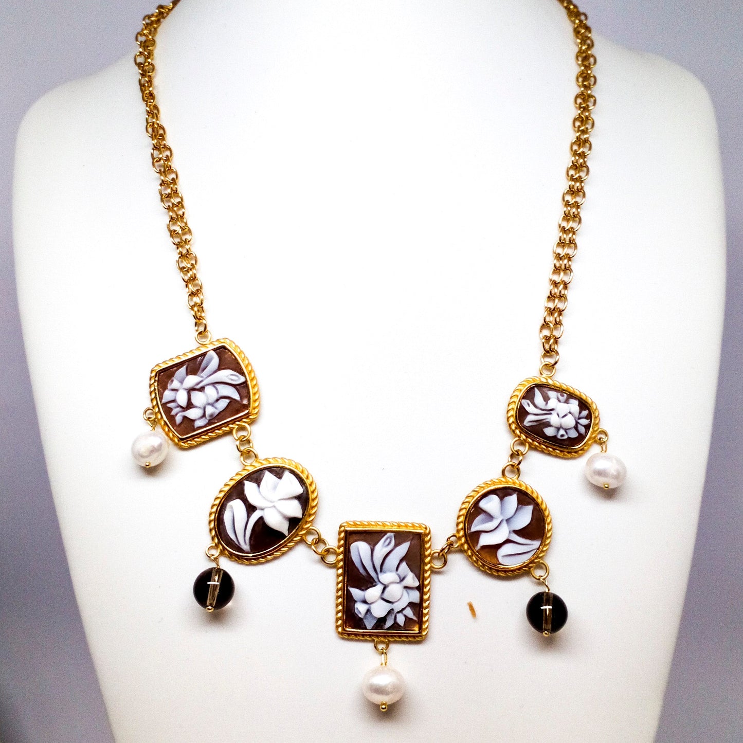 Collana Cameo Italiano Cammeo Fiori