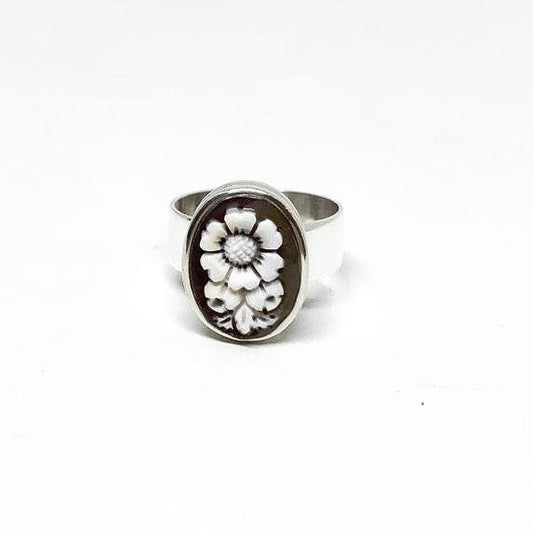 Anello-Cammeo-Incisione-Fiore