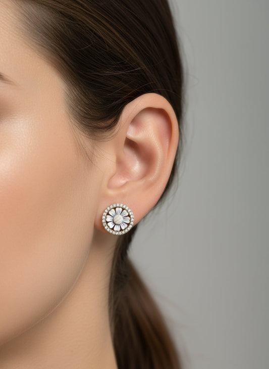 Orecchini in Cammeo incisione "Fiore"