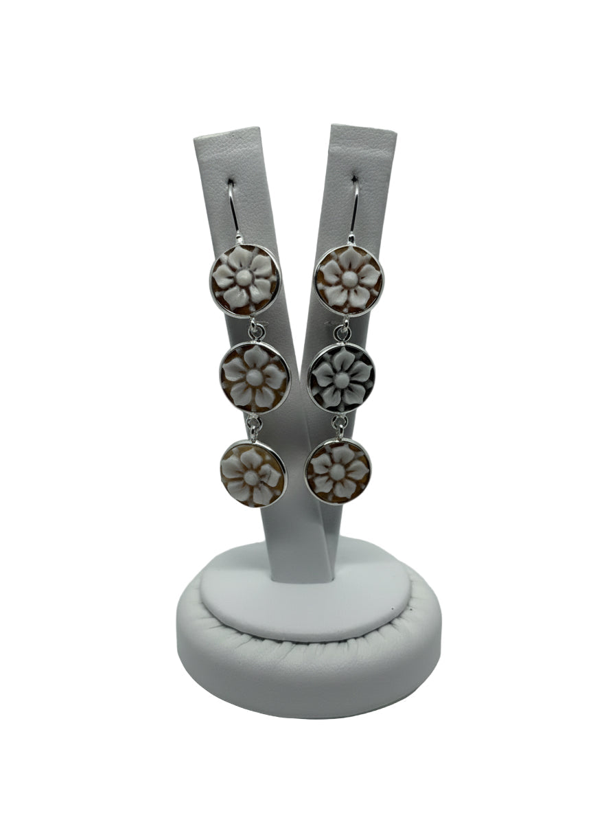 Orecchini in Cammeo incisione "Tris di Fiori"