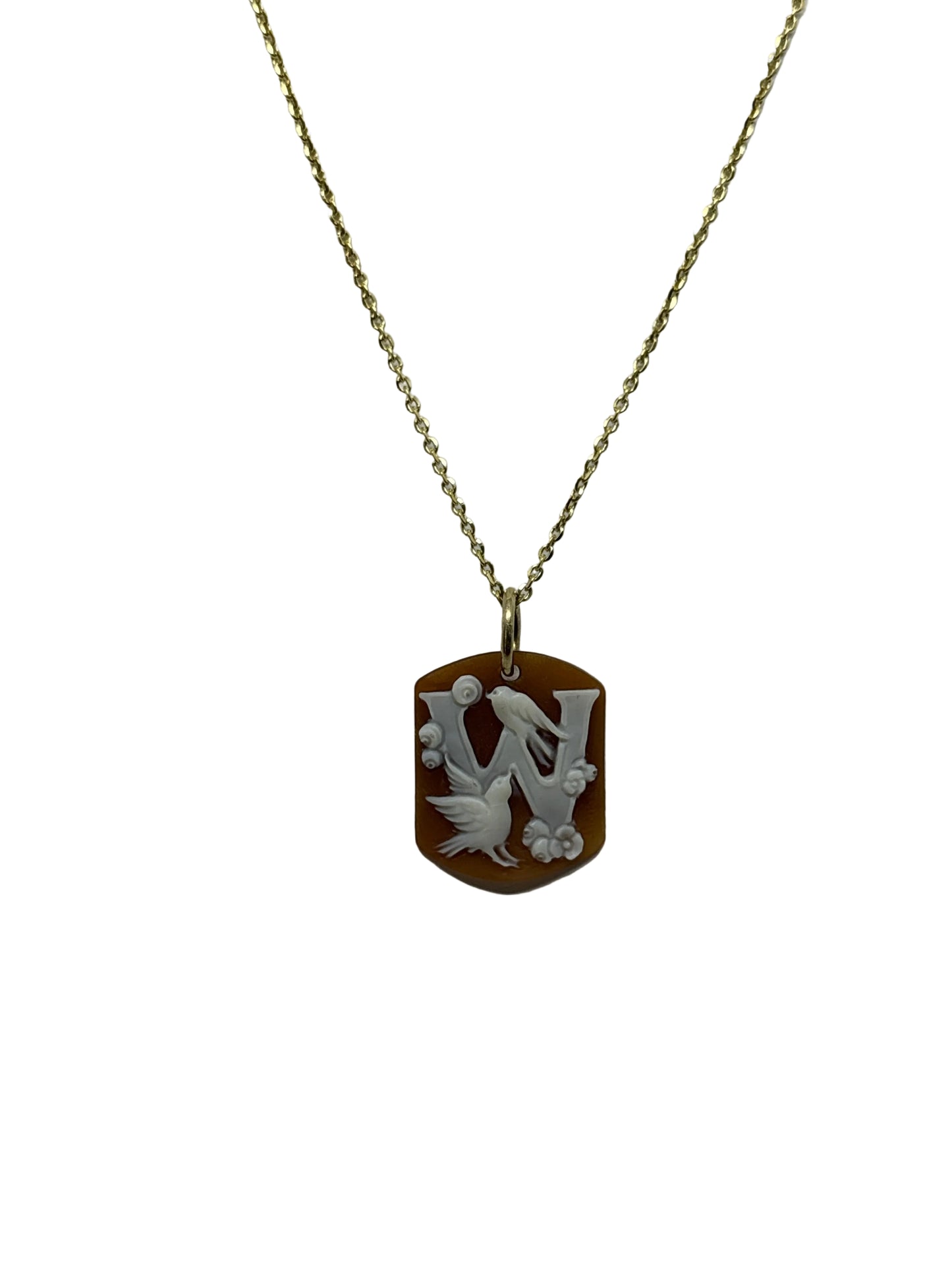 Pendente in Cammeo incisione "Lettera W"