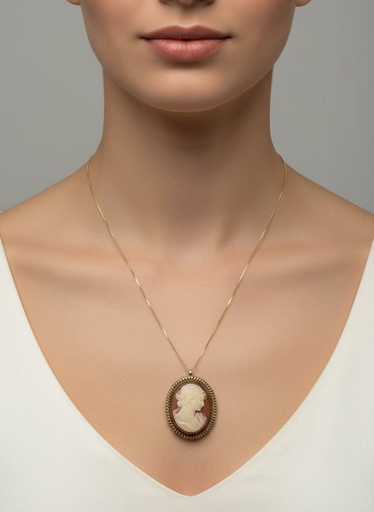 Spilla Pendente in Cammeo incisione "Profilo di Donna"